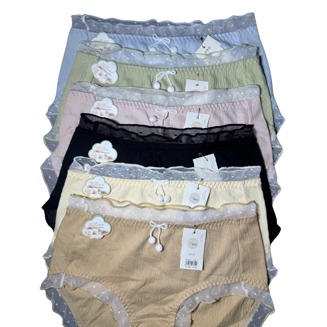 High-Waist Cotton Panty with Polka Dots & Bow