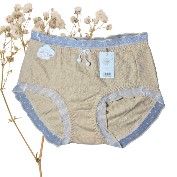 High-Waist Cotton Panty with Polka Dots & Bow