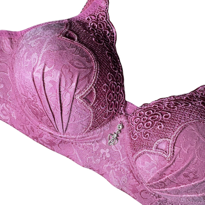 Floral Lace Push-Up Bra – Underwire, No Padding