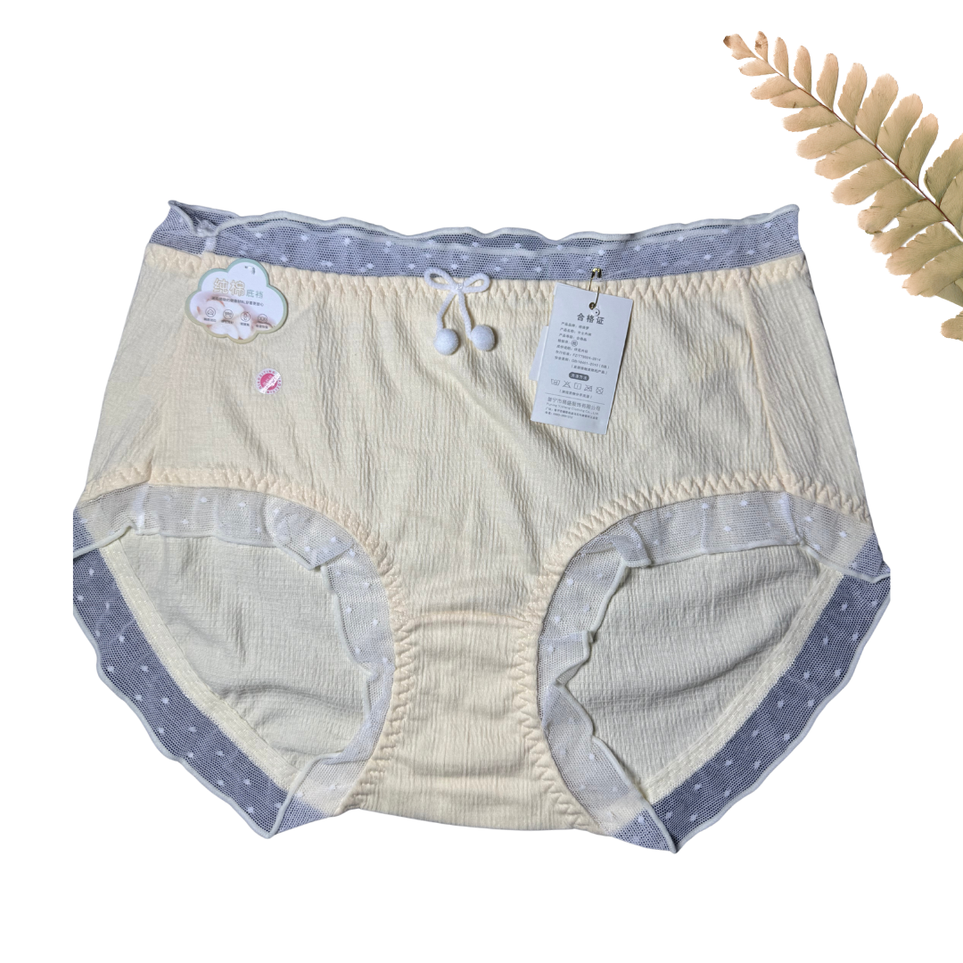 High-Waist Cotton Panty with Polka Dots & Bow
