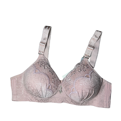 Floral Lace Push-Up Bra – Underwire, No Padding