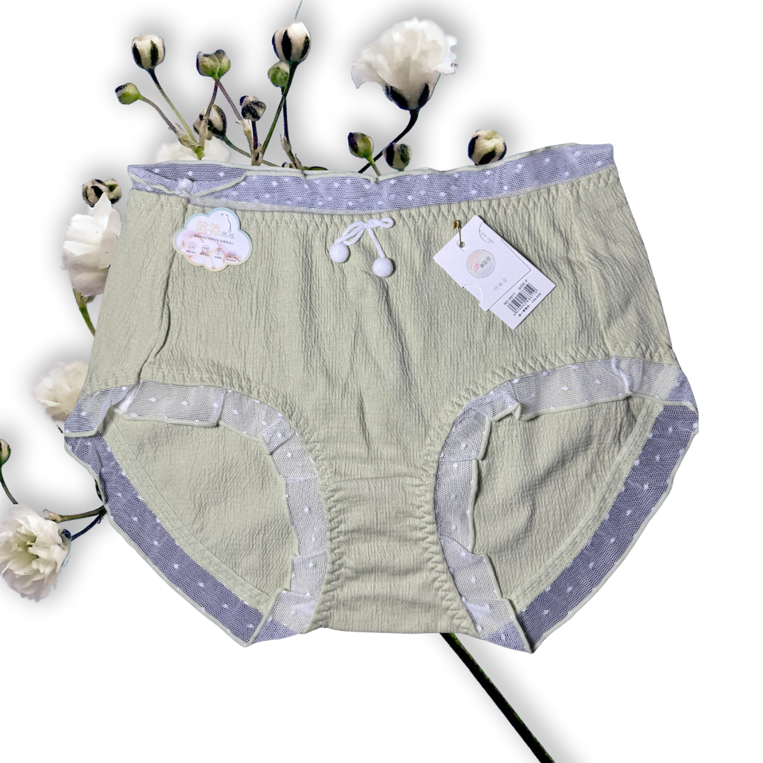 High-Waist Cotton Panty with Polka Dots & Bow