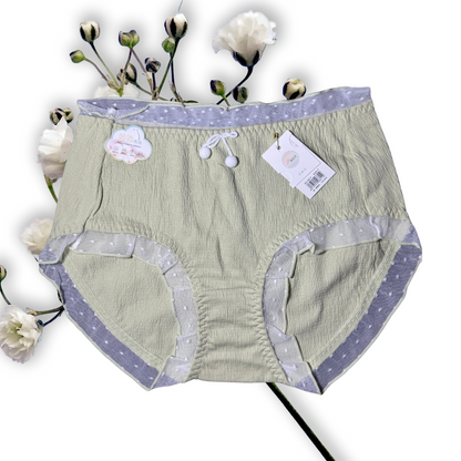 High-Waist Cotton Panty with Polka Dots & Bow
