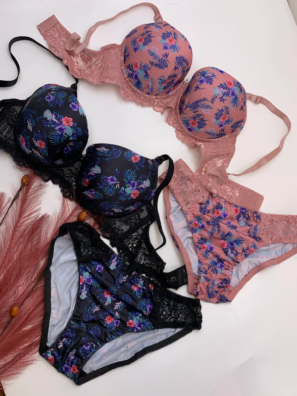 Printed Pushup Underwired Bra and Matching Panty