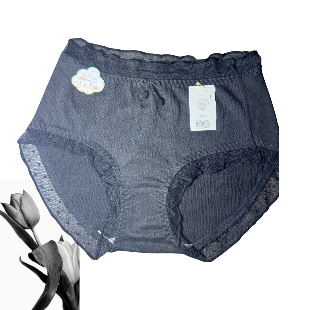 High-Waist Cotton Panty with Polka Dots & Bow