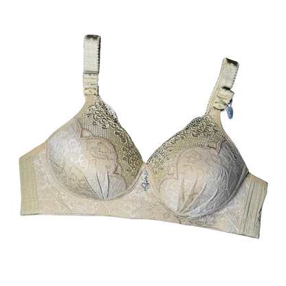 Floral Lace Push-Up Bra – Underwire, No Padding