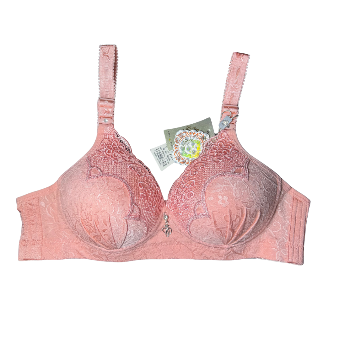 Floral Lace Push-Up Bra – Underwire, No Padding