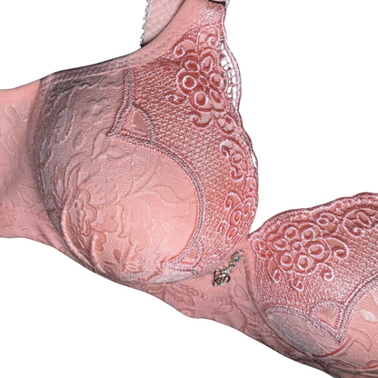 Floral Lace Push-Up Bra – Underwire, No Padding